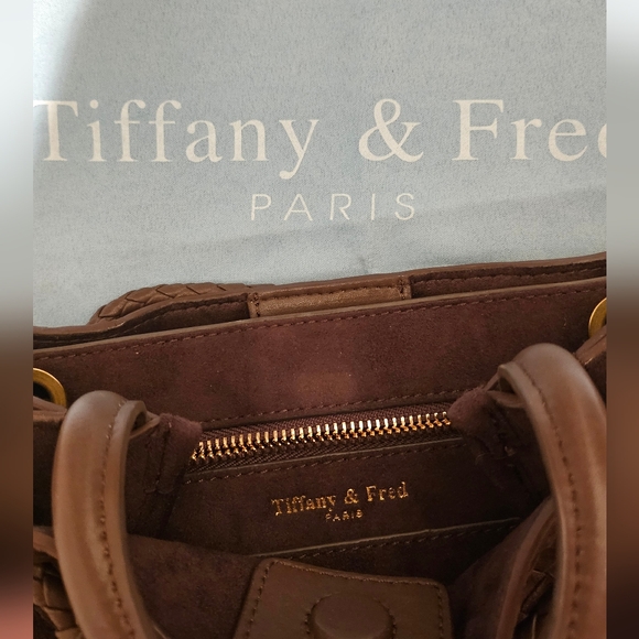 Tiffany & Fred Brown Woven Suede Tote with Gold Hardware - Picture 6 of 6